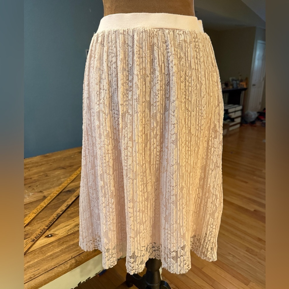 Joe B Cream Lace Overlay A-Line Skirt cottage Fairycore festival boho